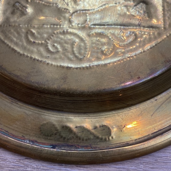 Vintage Middle Eastern Brass Plate Art - Picture 6 of 7